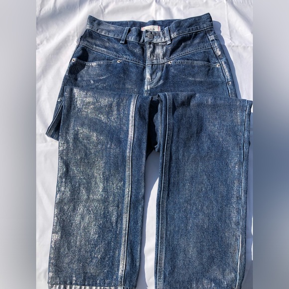 UO silver metallic cowboy jeans-size 27 - Picture 3 of 14